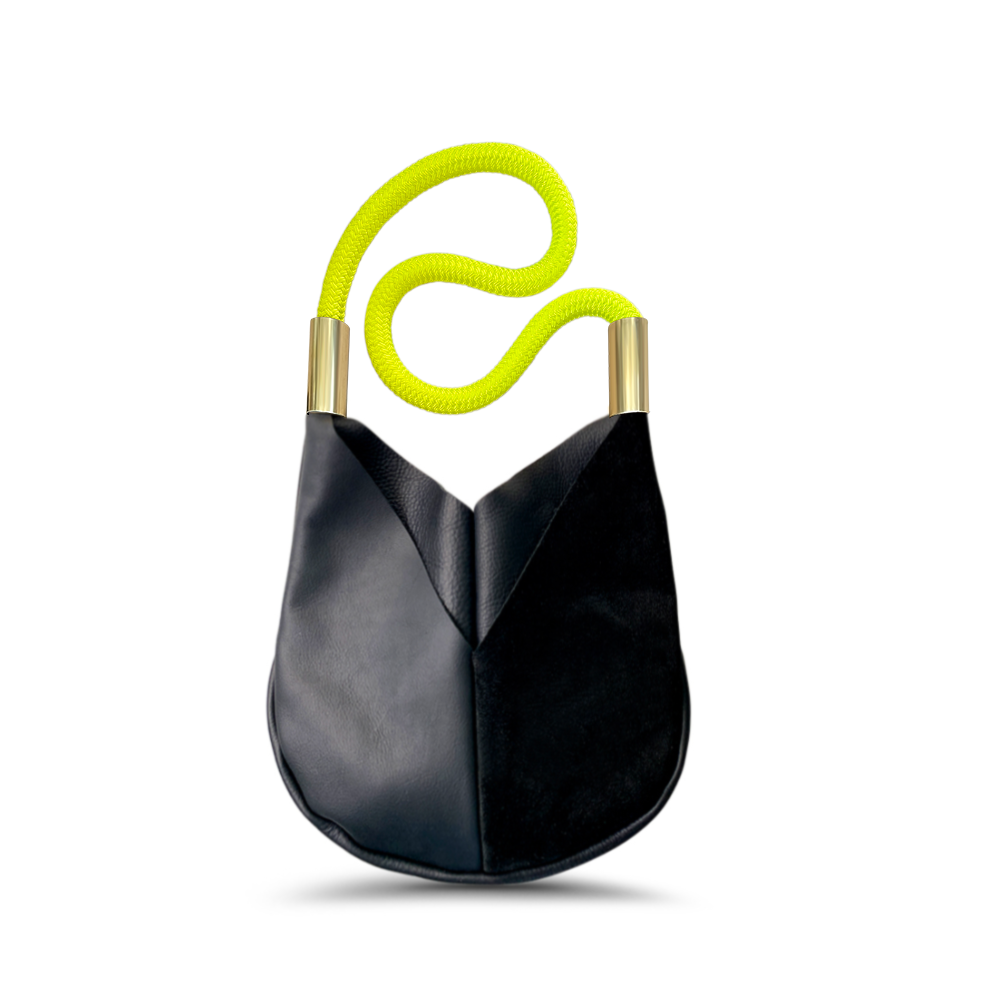 Original Wildwood Bag // Small Crossbody in Black Leather Neon Yellow Handbag Only