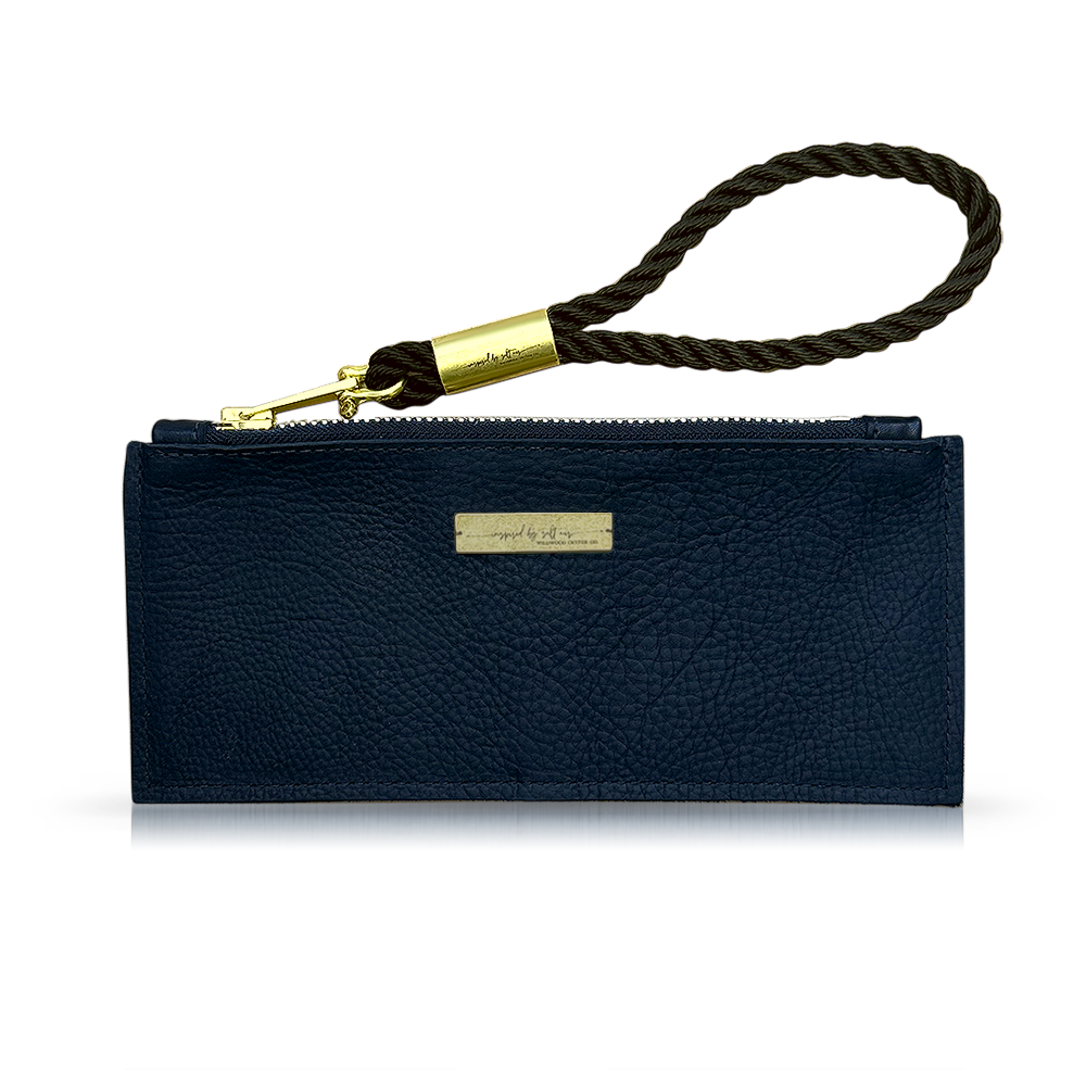 Leather Clutch + Rope Wristlet // in Black Leather