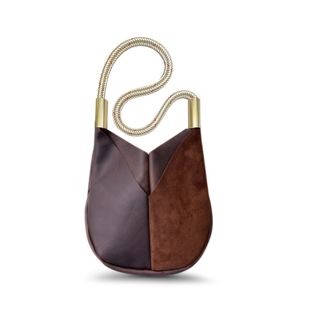 Original Wildwood Bag // Small Crossbody in Brown Leather Oyster Shell Gold Handbag Only