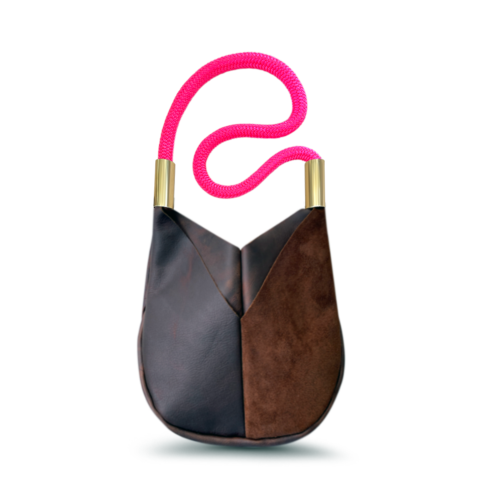 Original Wildwood Bag // Small Crossbody in Brown Leather Neon Pink Handbag Only