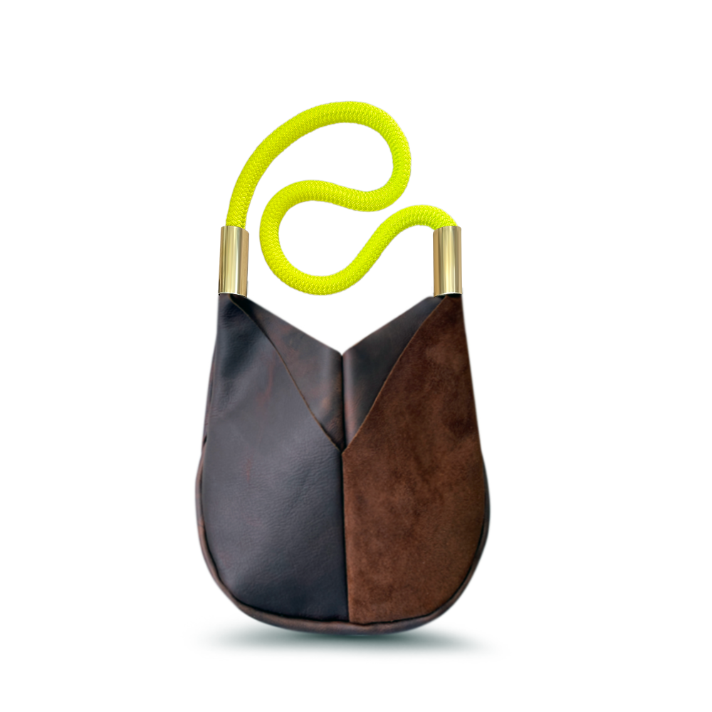 Original Wildwood Bag // Small Crossbody in Brown Leather Neon Yellow Handbag Only