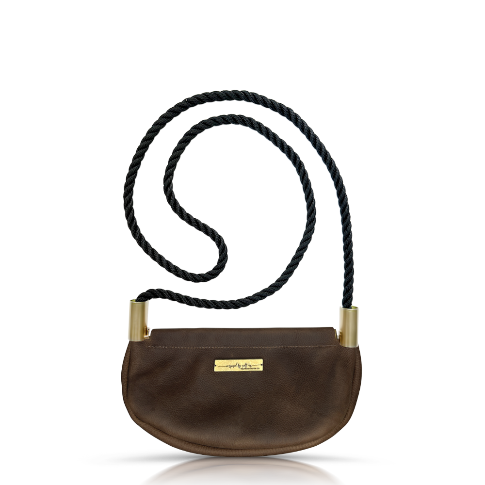 Clam Shell Bag // in Brown Leather Summer Night Black Handbag Only