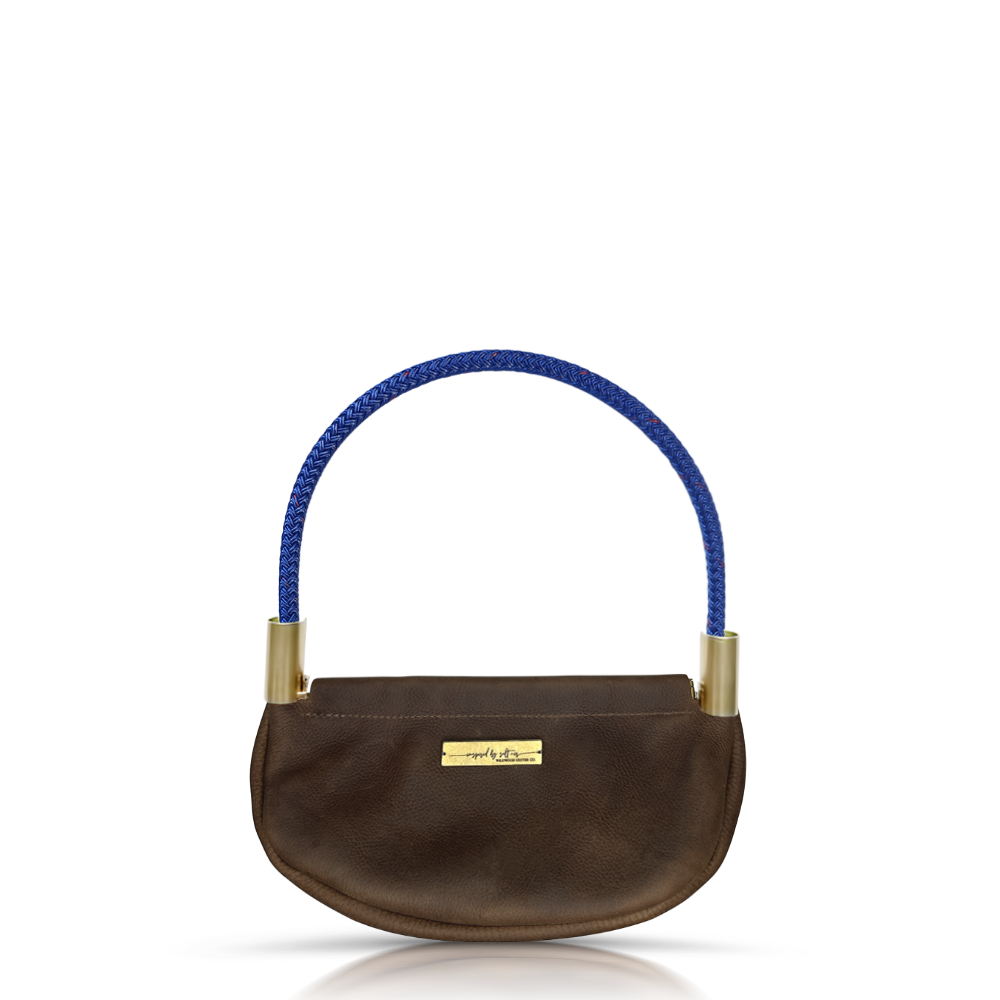 Clam Shell Bag // in Brown Leather Wrist (19") Handbag Only