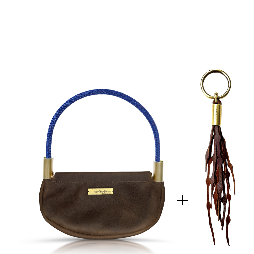 Clam Shell Bag // in Brown Leather Wrist (19") Add a Matching Seaweed Tassel (save $10)