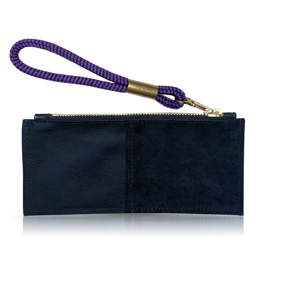 Leather Clutch + Rope Wristlet // in Black Leather