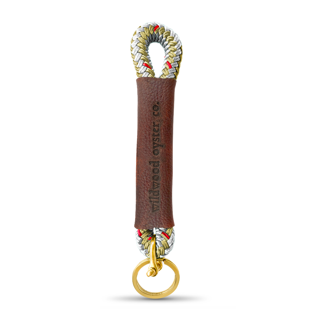 Rope + Leather Keychains Oyster Shell Gold