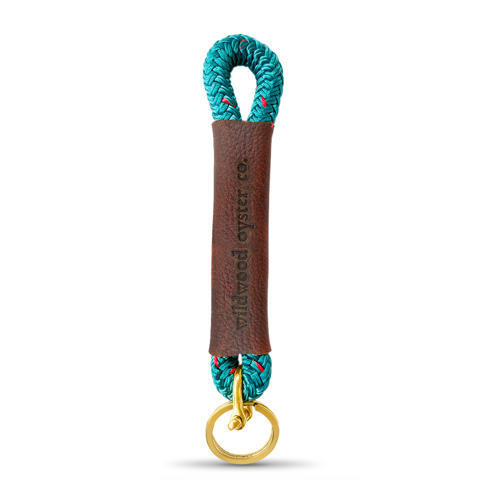 Rope + Leather Keychains Seaside Teal