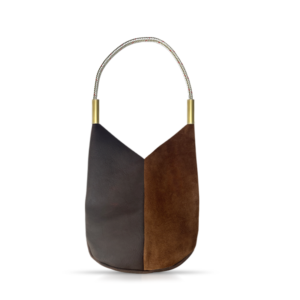 Mermaid Purse // in Brown Leather Oyster Shell Gold Shoulder (25") Handbag Only