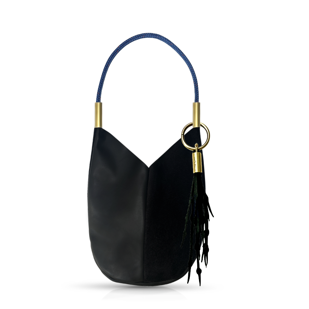 Mermaid Purse // in Black Leather Harborside Blue Shoulder (25") Add a Matching Seaweed Tassel (save $10)