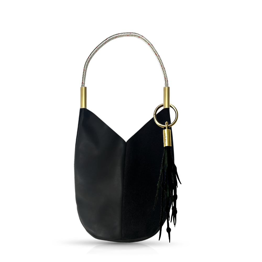 Mermaid Purse // in Black Leather Oyster Shell Gold Shoulder (25") Add a Matching Seaweed Tassel (save $10)