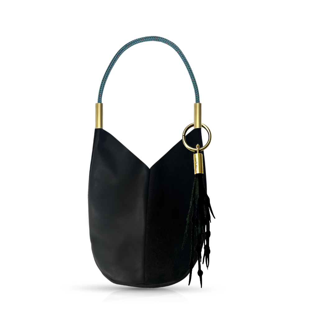 Mermaid Purse // in Black Leather Seaside Teal Shoulder (25") Add a Matching Seaweed Tassel (save $10)