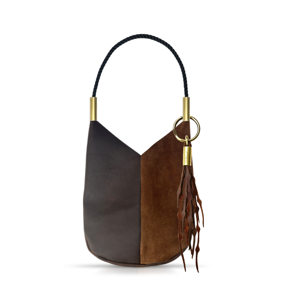 Mermaid Purse // in Brown Leather Summer Night Black Shoulder (25") Add a Matching Seaweed Tassel (save $10)
