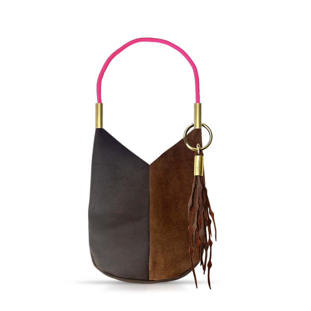 Mermaid Purse // in Brown Leather Neon Pink Shoulder (25") Add a Matching Seaweed Tassel (save $10)