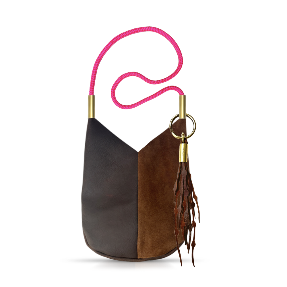 Mermaid Purse // in Brown Leather Neon Pink Add a Matching Seaweed Tassel (save $10)