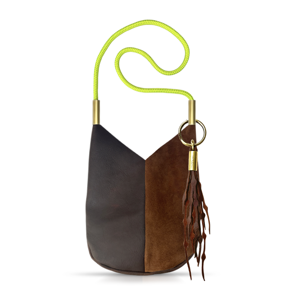 Mermaid Purse // in Brown Leather Neon Yellow Add a Matching Seaweed Tassel (save $10)