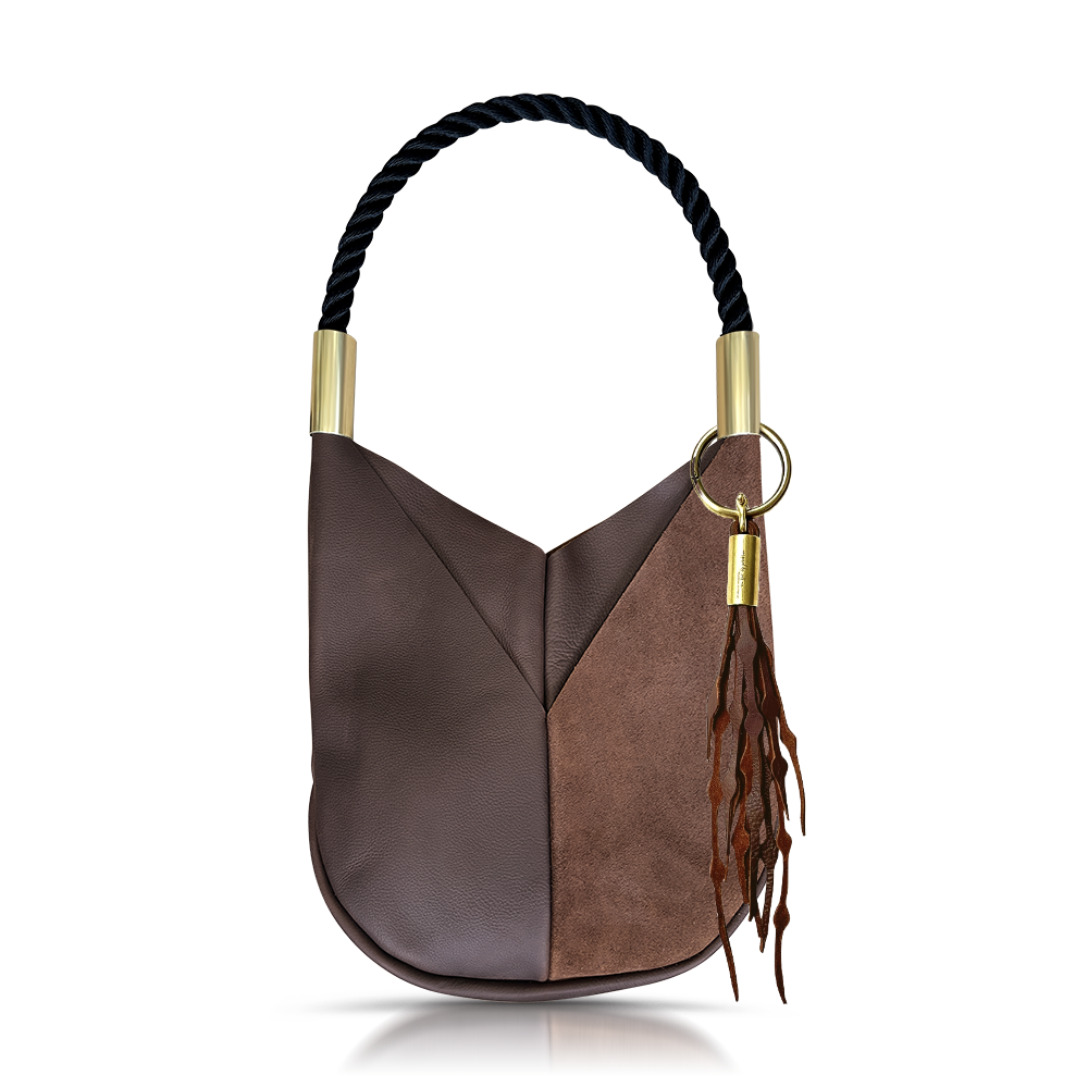 Original Wildwood Bag // Large in Brown Leather Summer Night Black Add a Matching Seaweed Tassel (save $10)