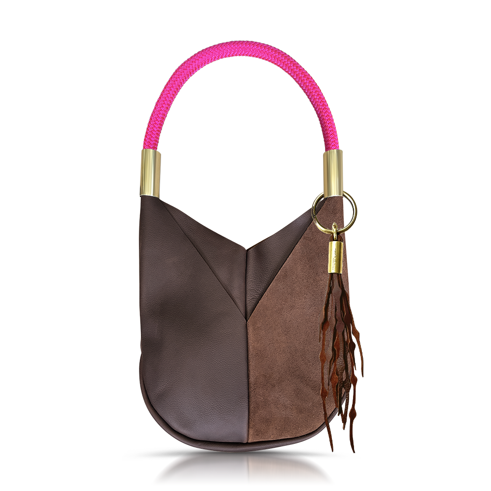 Original Wildwood Bag // Large in Brown Leather Neon Pink Add a Matching Seaweed Tassel (save $10)