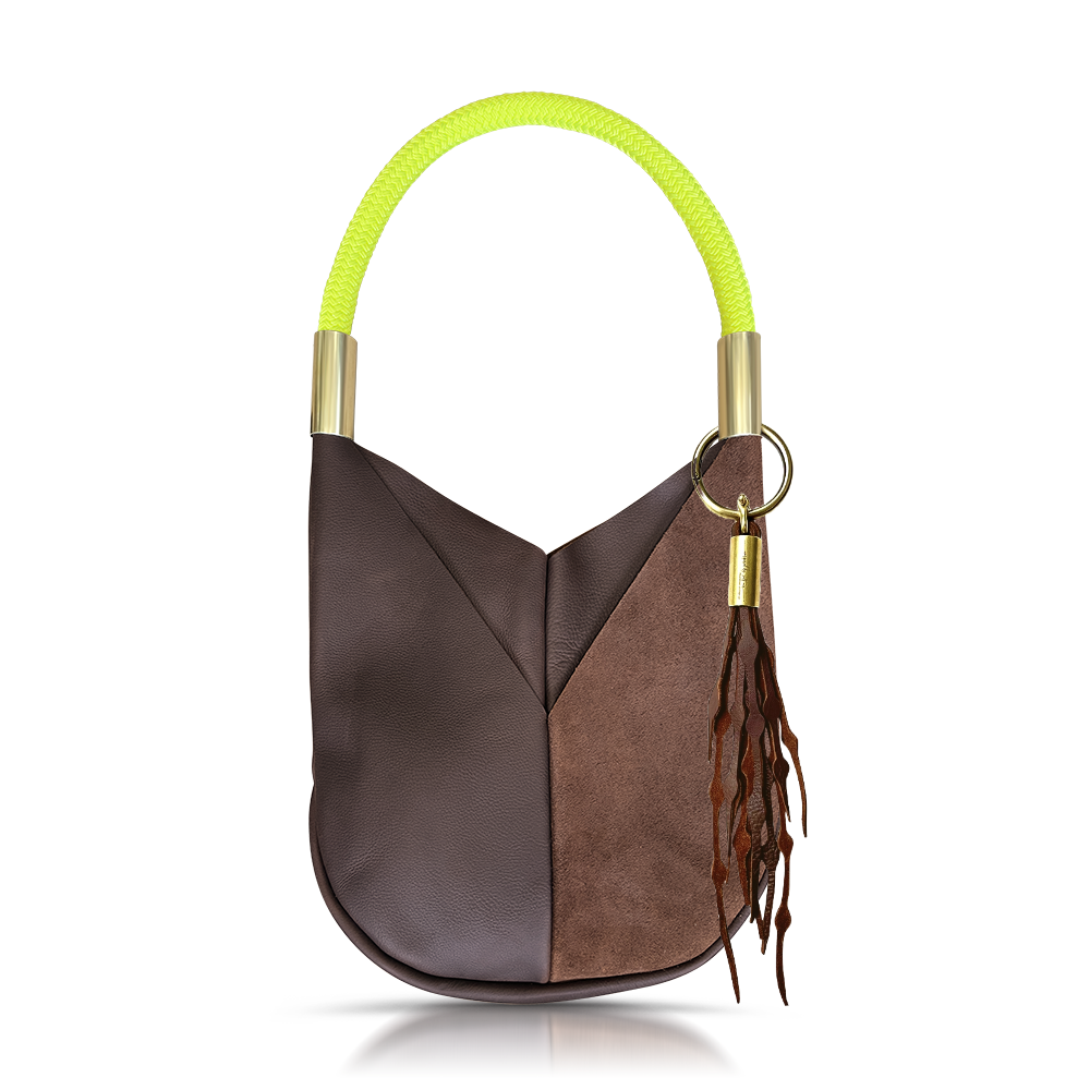 Original Wildwood Bag // Large in Brown Leather Neon Yellow Add a Matching Seaweed Tassel (save $10)