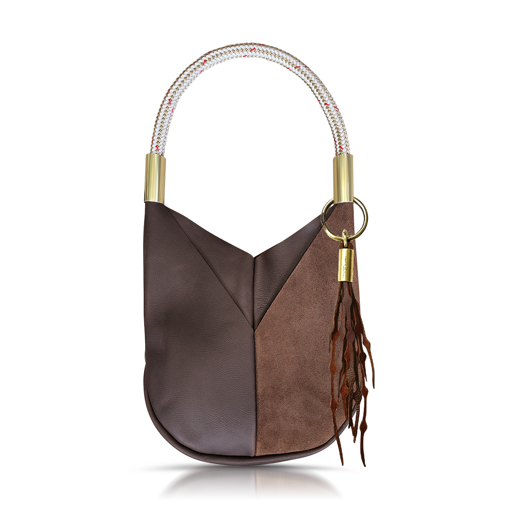 Original Wildwood Bag // Large in Brown Leather Oyster Shell Gold Add a Matching Seaweed Tassel (save $10)