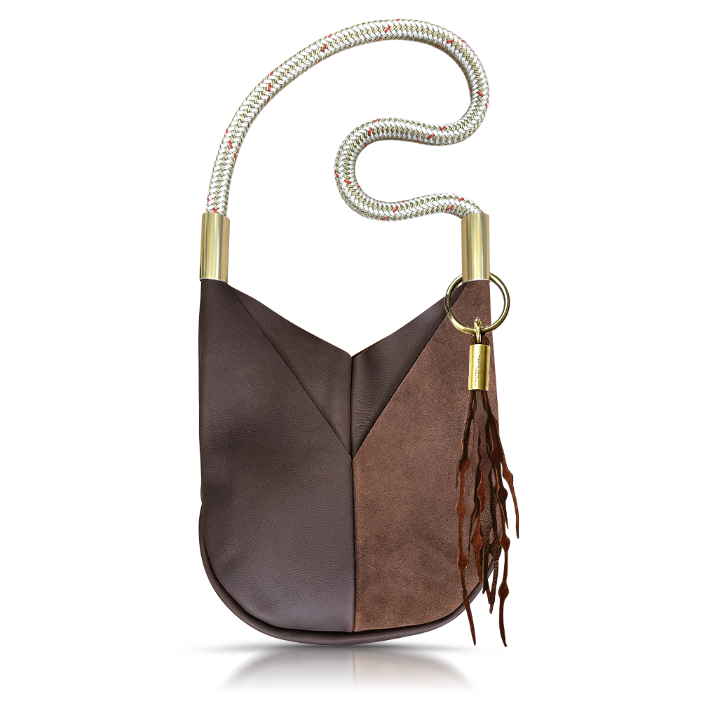 Original Wildwood Bag // Large Crossbody in Brown Leather Oyster Shell Gold Add a Matching Seaweed Tassel (save $10)