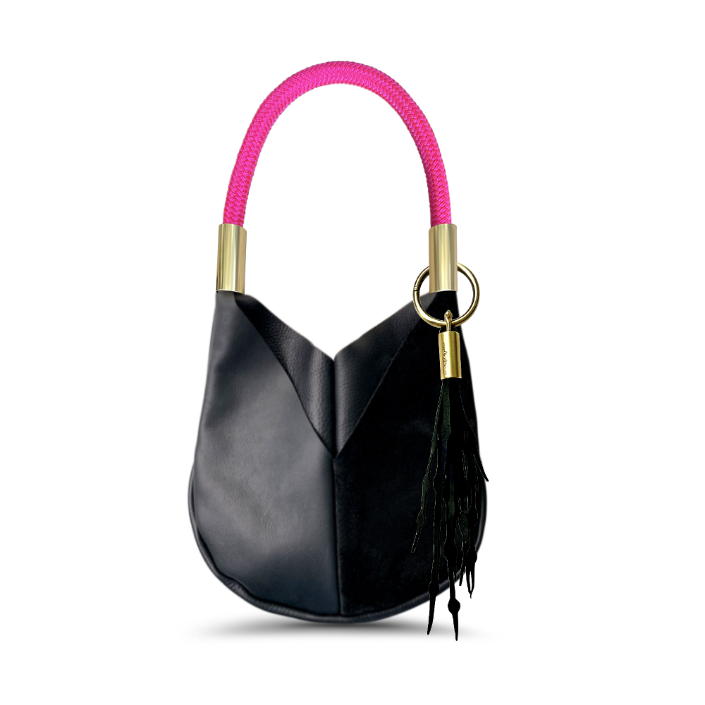 Original Wildwood Bag // Small in Black Leather Neon Pink Add a Matching Seaweed Tassel (save $10)