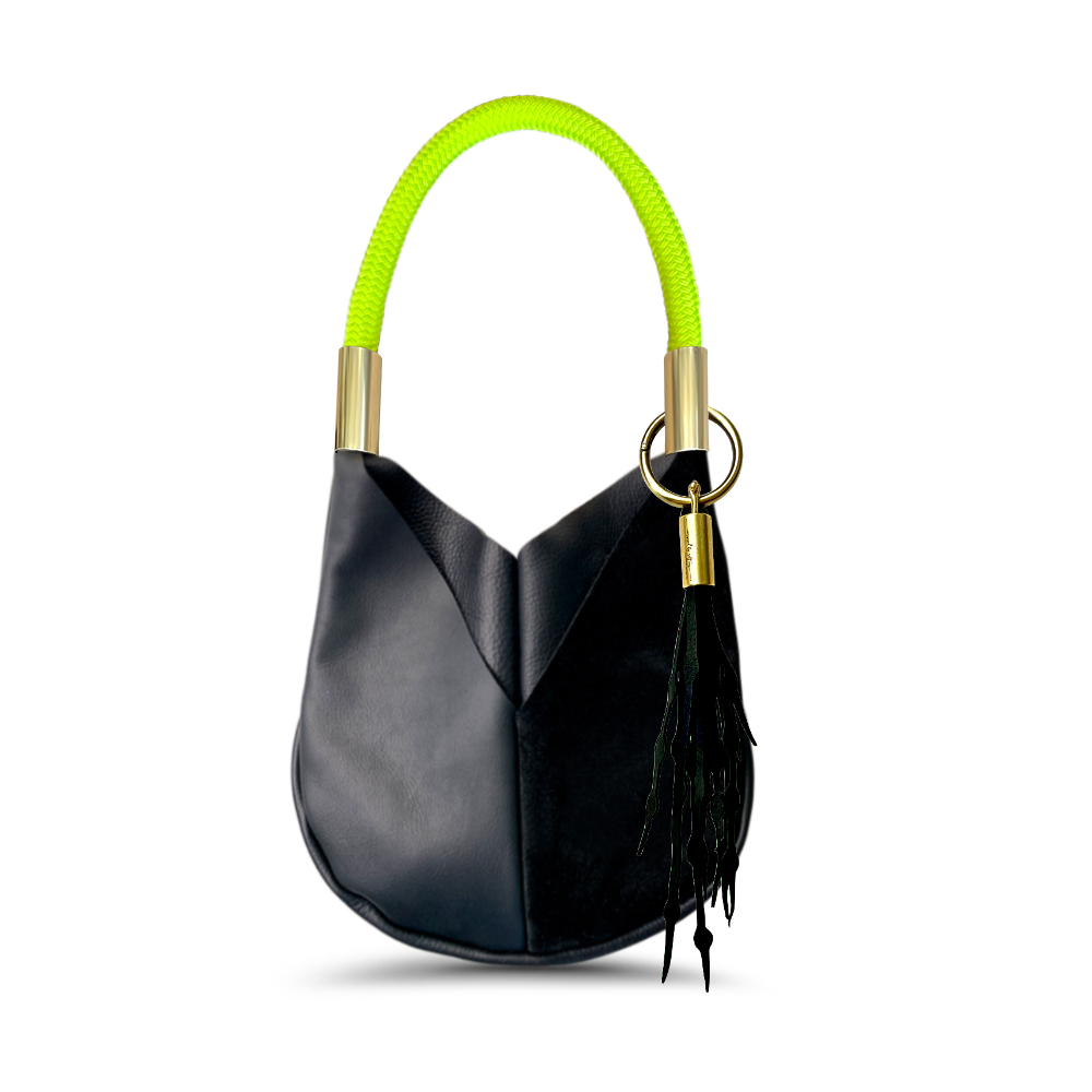 Original Wildwood Bag // Small in Black Leather Neon Yellow Add a Matching Seaweed Tassel (save $10)