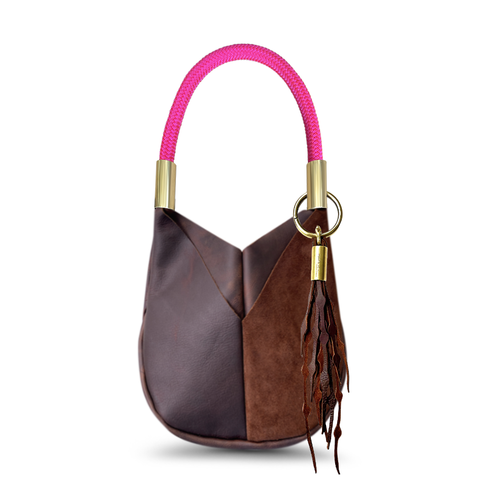 Original Wildwood Bag // Small in Brown Leather Neon Pink Add a Matching Seaweed Tassel (save $10)