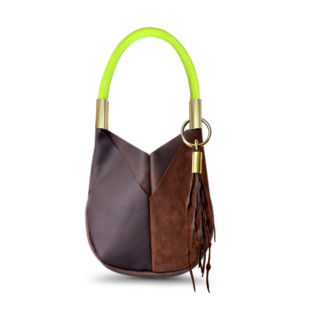 Original Wildwood Bag // Small in Brown Leather Neon Yellow Add a Matching Seaweed Tassel (save $10)