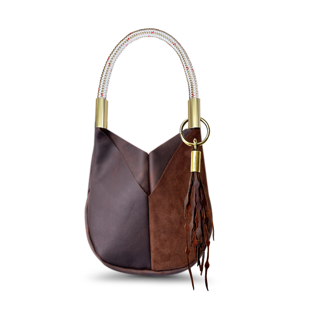 Original Wildwood Bag // Small in Brown Leather Oyster Shell Gold Add a Matching Seaweed Tassel (save $10)