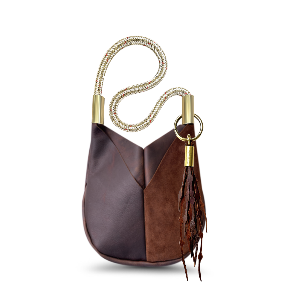 Original Wildwood Bag // Small Crossbody in Brown Leather Oyster Shell Gold Add a Matching Seaweed Tassel (save $10)
