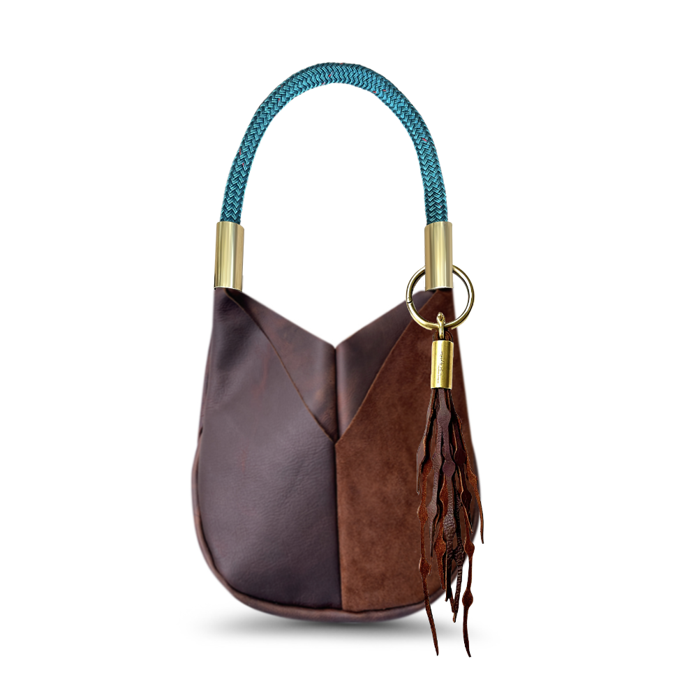 Original Wildwood Bag // Small in Brown Leather Seaside Teal Add a Matching Seaweed Tassel (save $10)