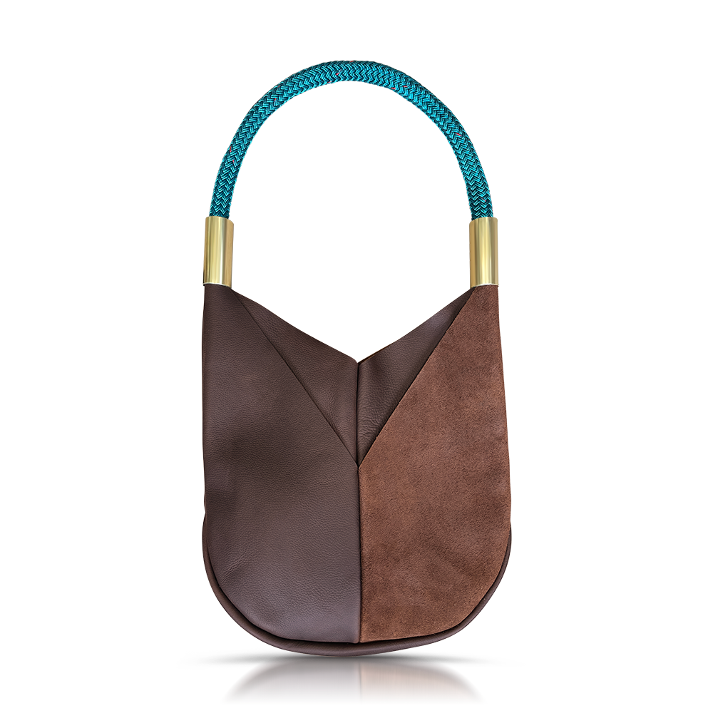 Original Wildwood Bag // Large in Brown Leather Seaside Teal Handbag Only