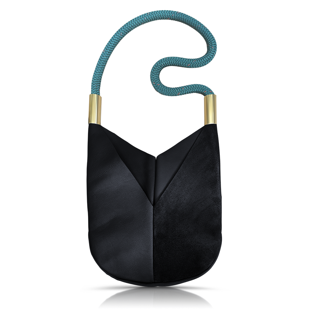 Original Wildwood Bag // Large Crossbody in Black Leather Seaside Teal Handbag Only