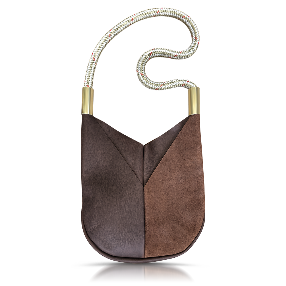 Original Wildwood Bag // Large Crossbody in Brown Leather Oyster Shell Gold Handbag Only