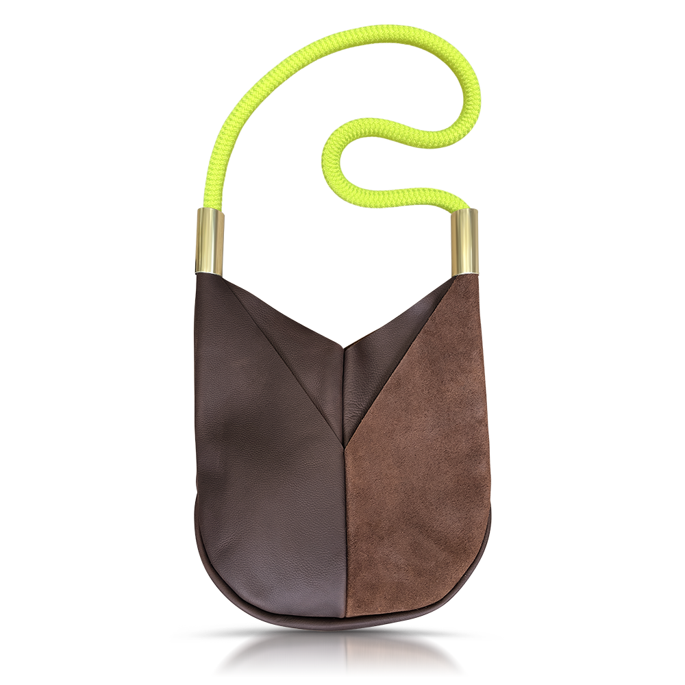 Original Wildwood Bag // Large Crossbody in Brown Leather Neon Yellow Handbag Only