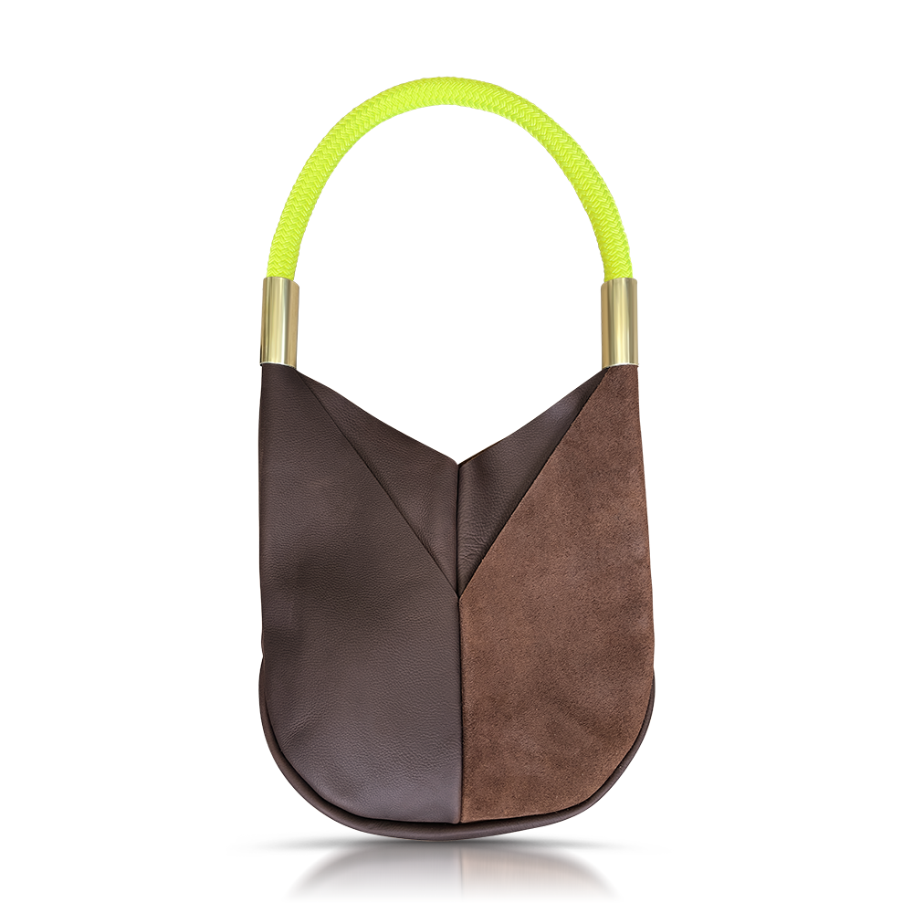 Original Wildwood Bag // Large in Brown Leather Neon Yellow Handbag Only