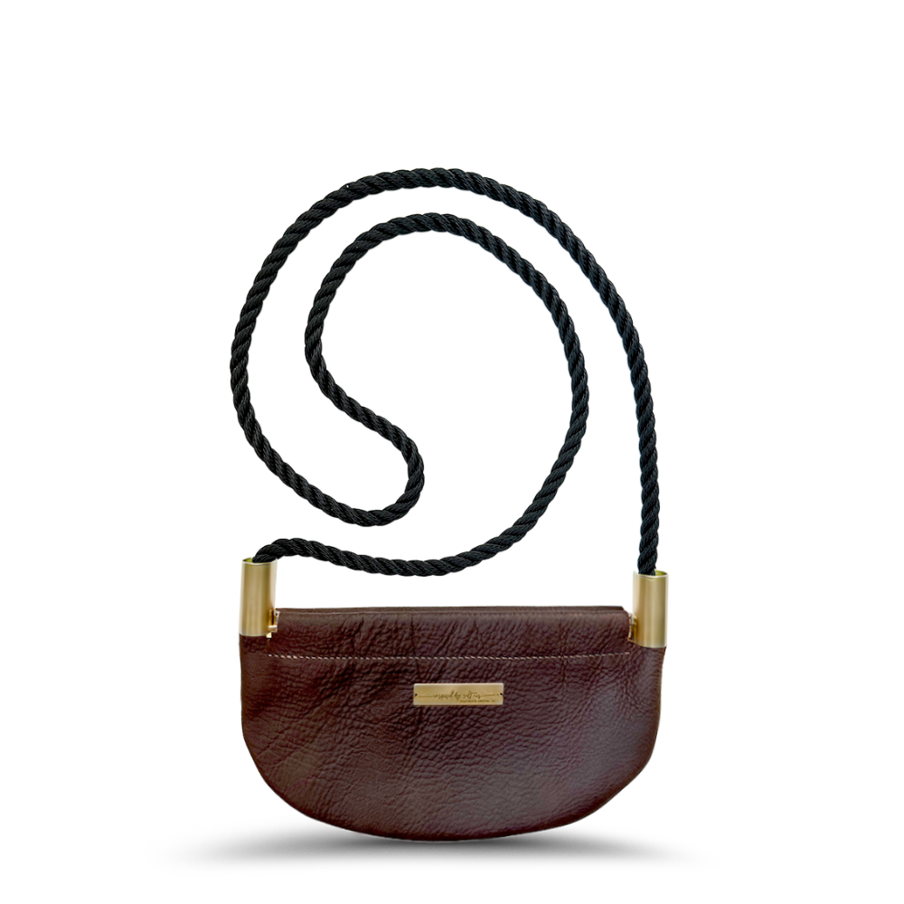 Oyster Shell Bag // in Brown Leather Summer Night Black Handbag Only