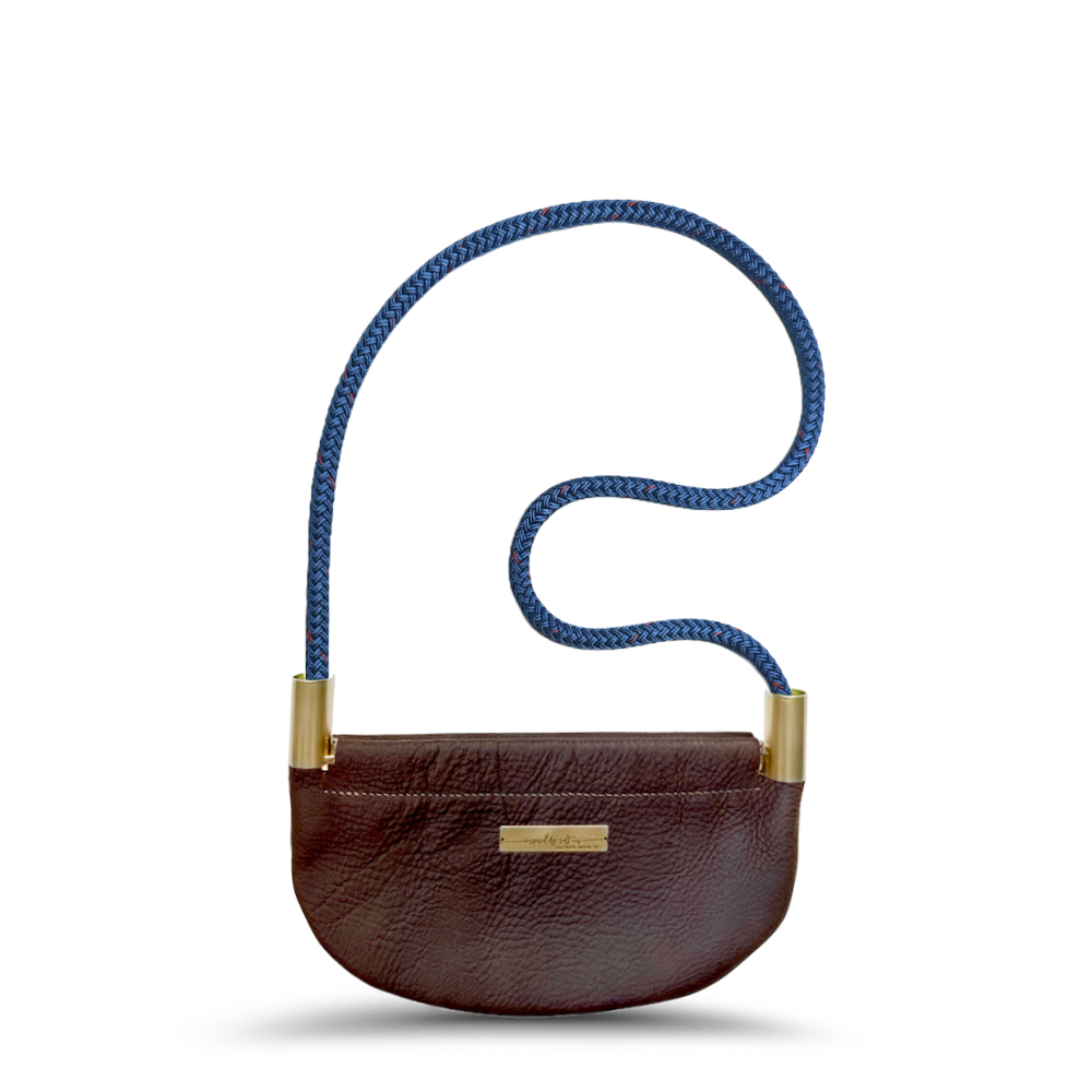 Oyster Shell Bag // in Brown Leather Shoulder (35") Handbag Only