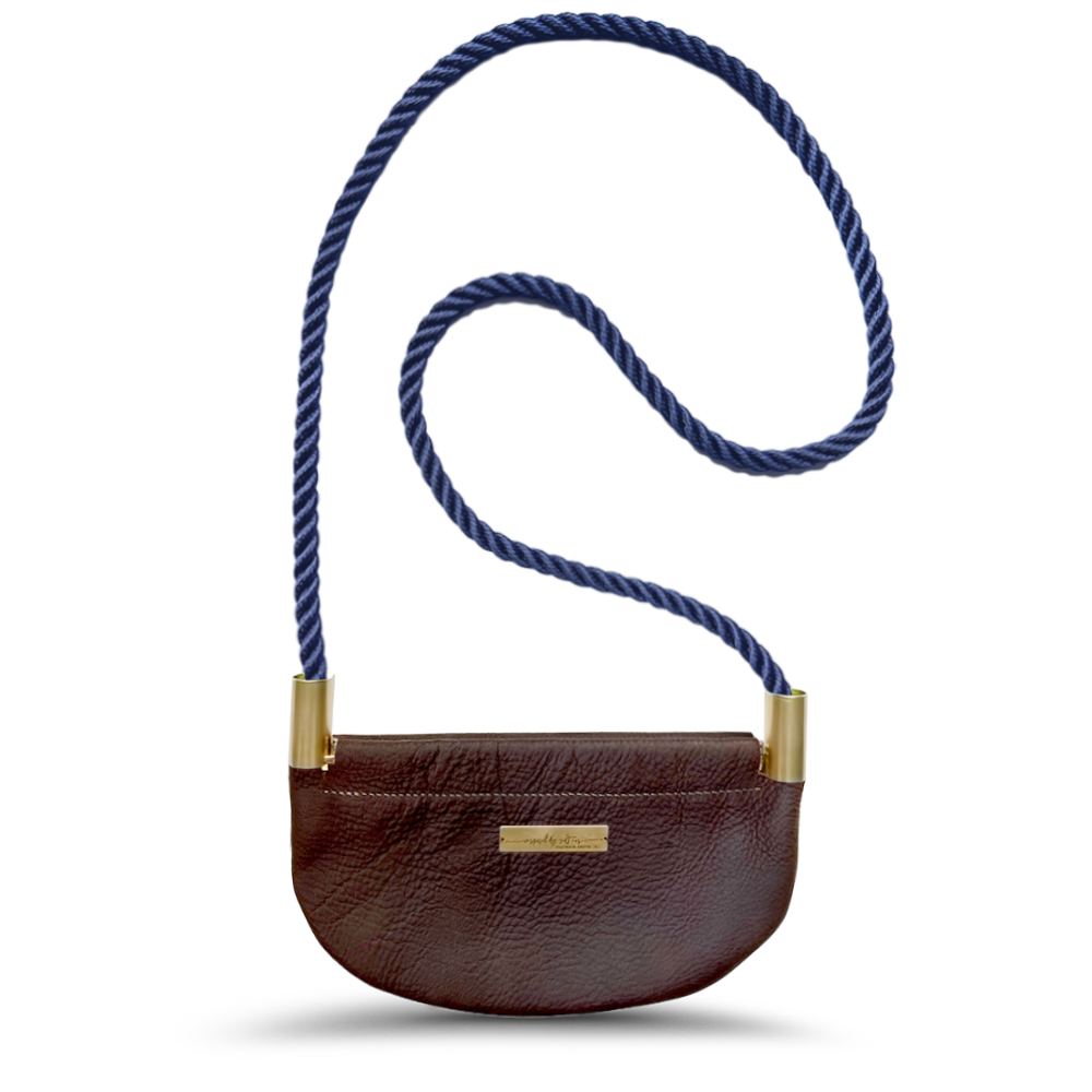 Oyster Shell Bag // in Brown Leather New England Navy Handbag Only