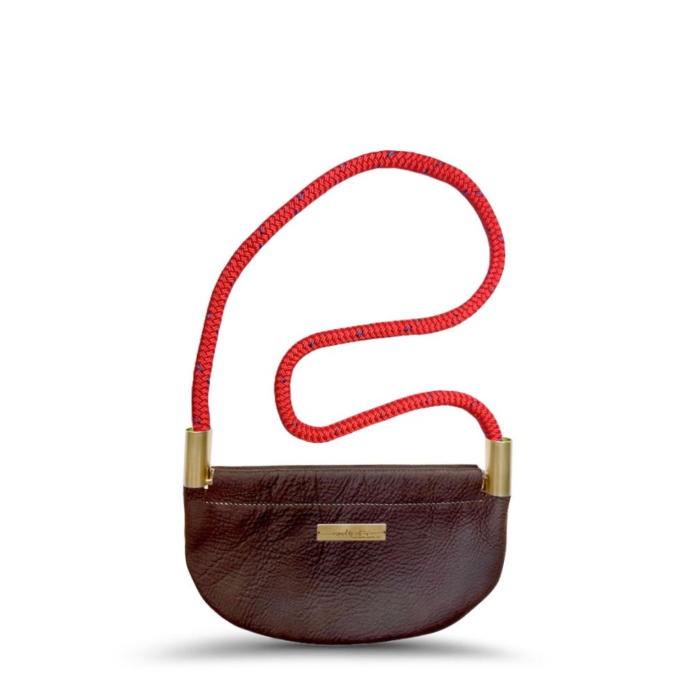 Oyster Shell Bag // in Brown Leather