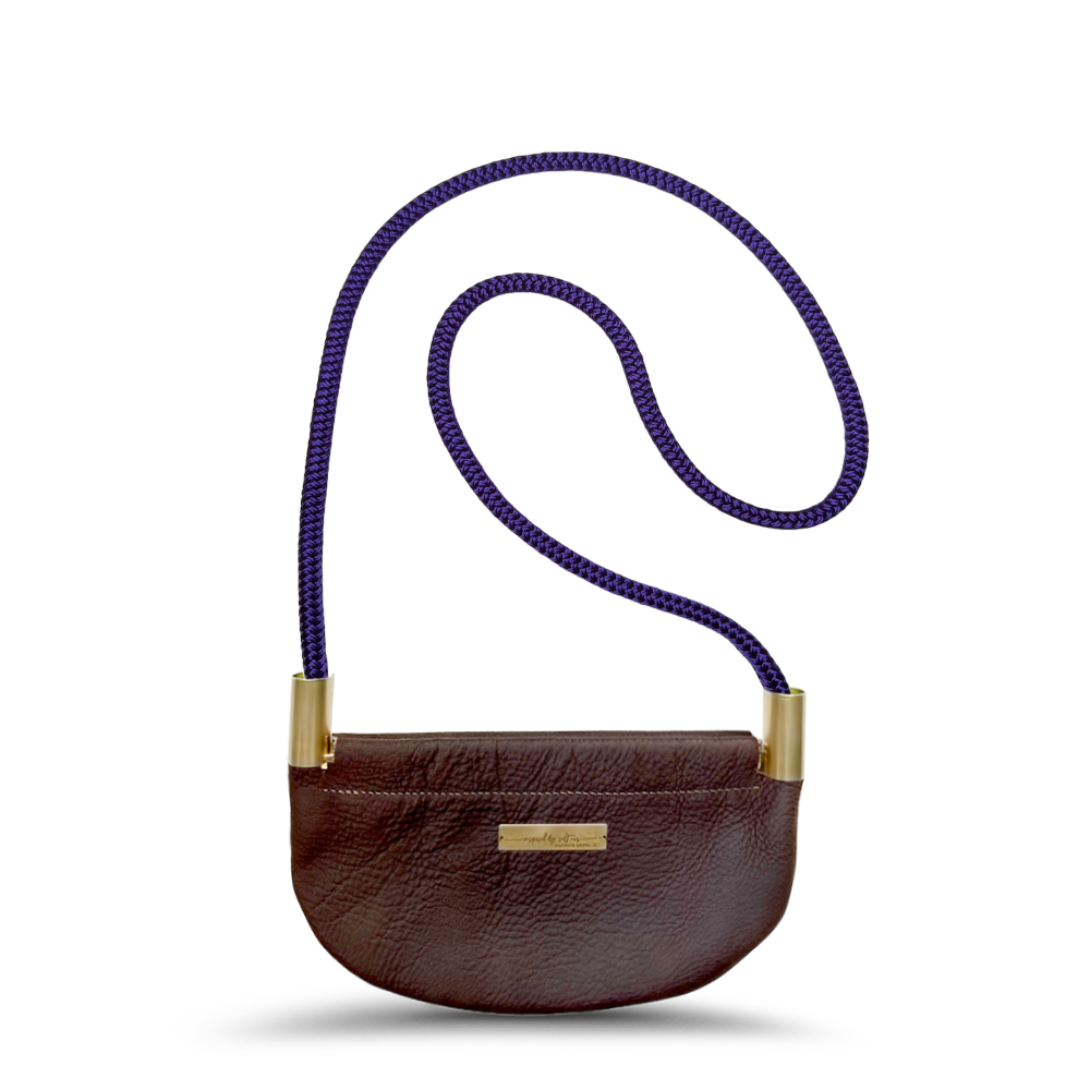 Oyster Shell Bag // in Brown Leather