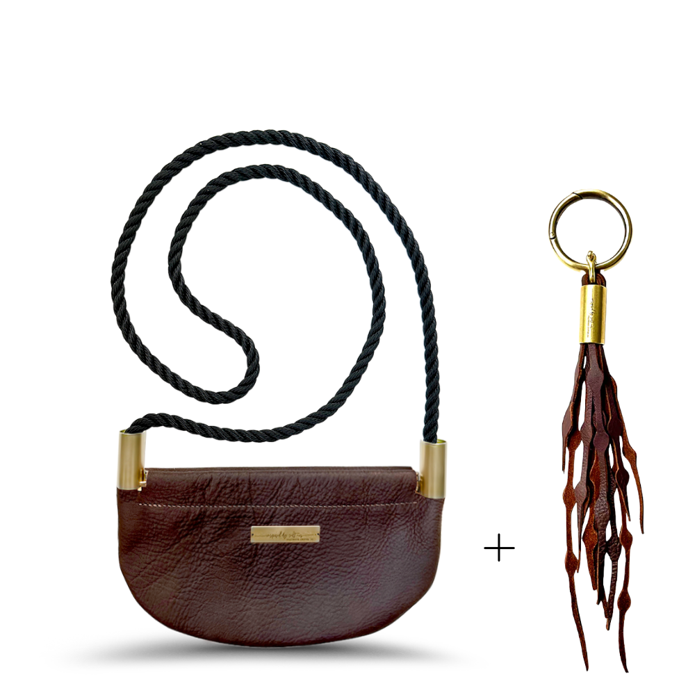 Oyster Shell Bag // in Brown Leather Summer Night Black Add a Matching Seaweed Tassel (save $10)