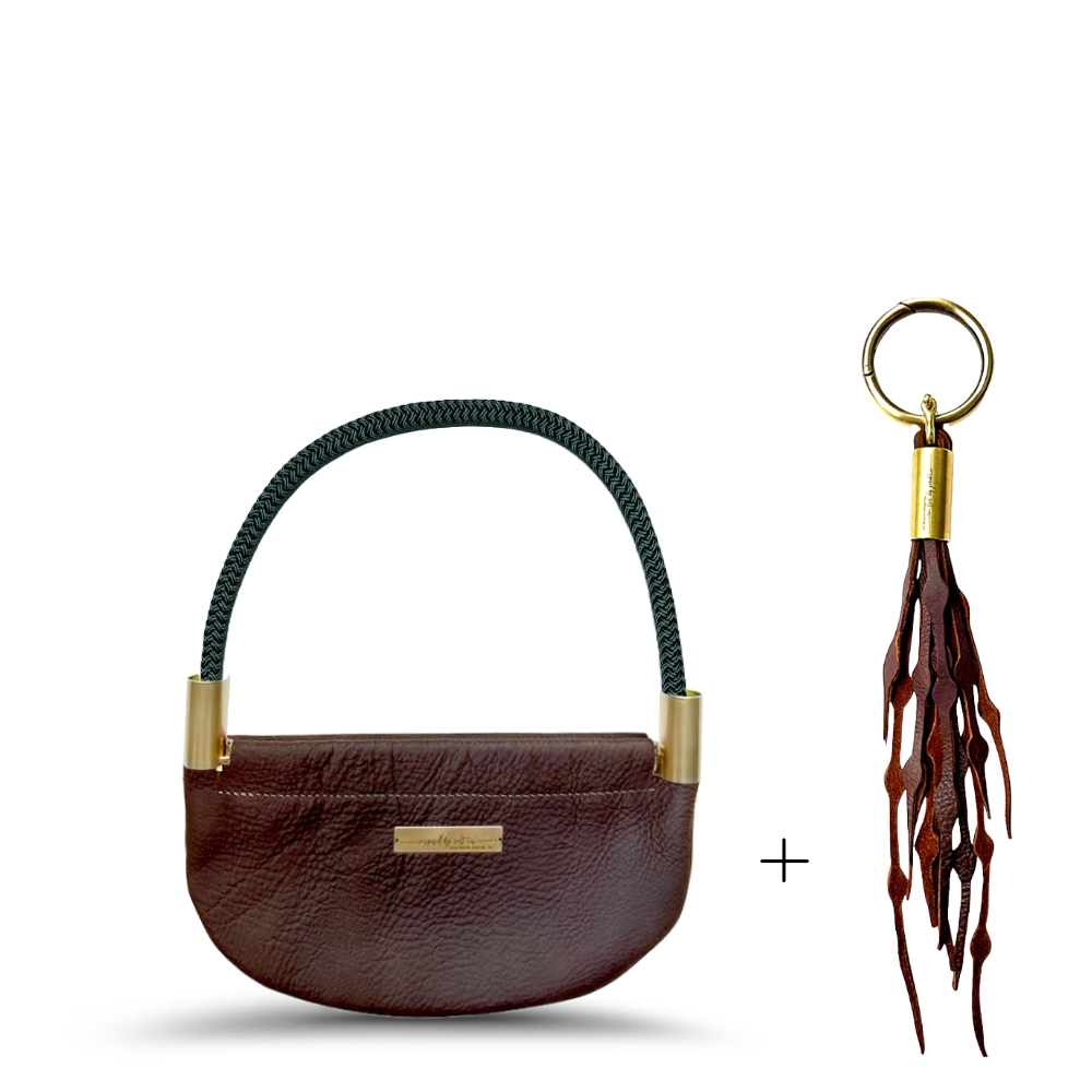 Oyster Shell Bag // in Brown Leather