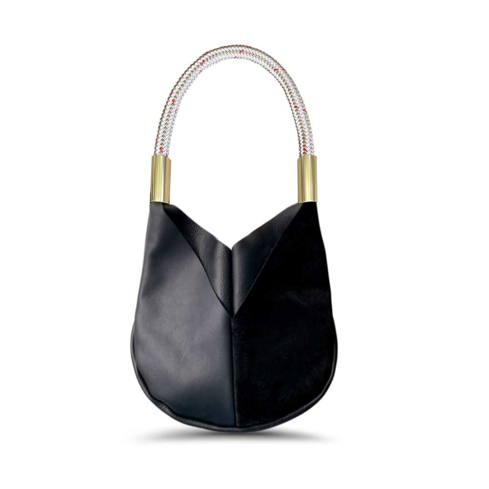 Original Wildwood Bag // Small in Black Leather Oyster Shell Gold Handbag Only