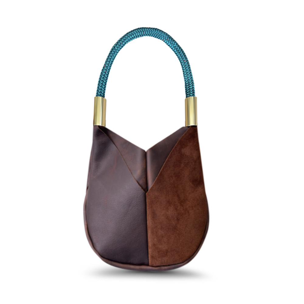 Original Wildwood Bag // Small in Brown Leather Seaside Teal Handbag Only