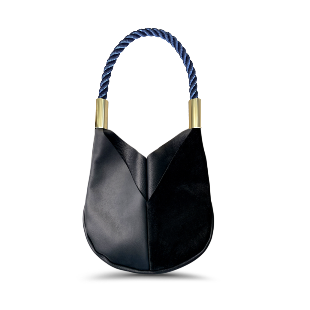 Original Wildwood Bag // Small in Black Leather New England Navy Handbag Only
