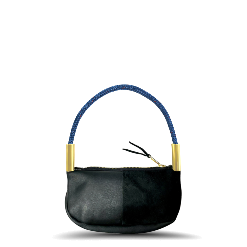 Zip Crossbody // in Black Leather Wrist (19") Handbag Only