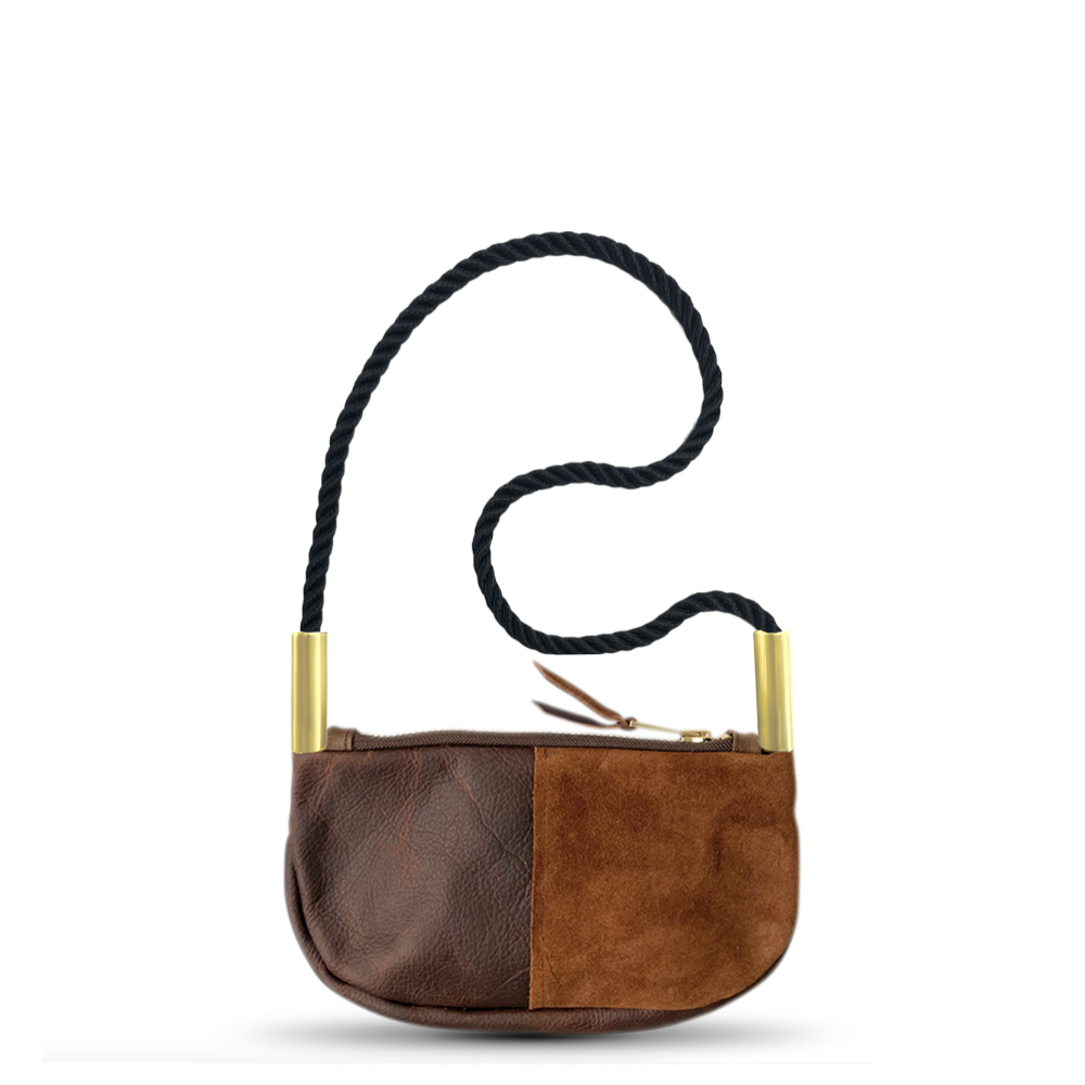 Zip Crossbody // in Brown Leather Summer Night Black Shoulder (35") Handbag Only