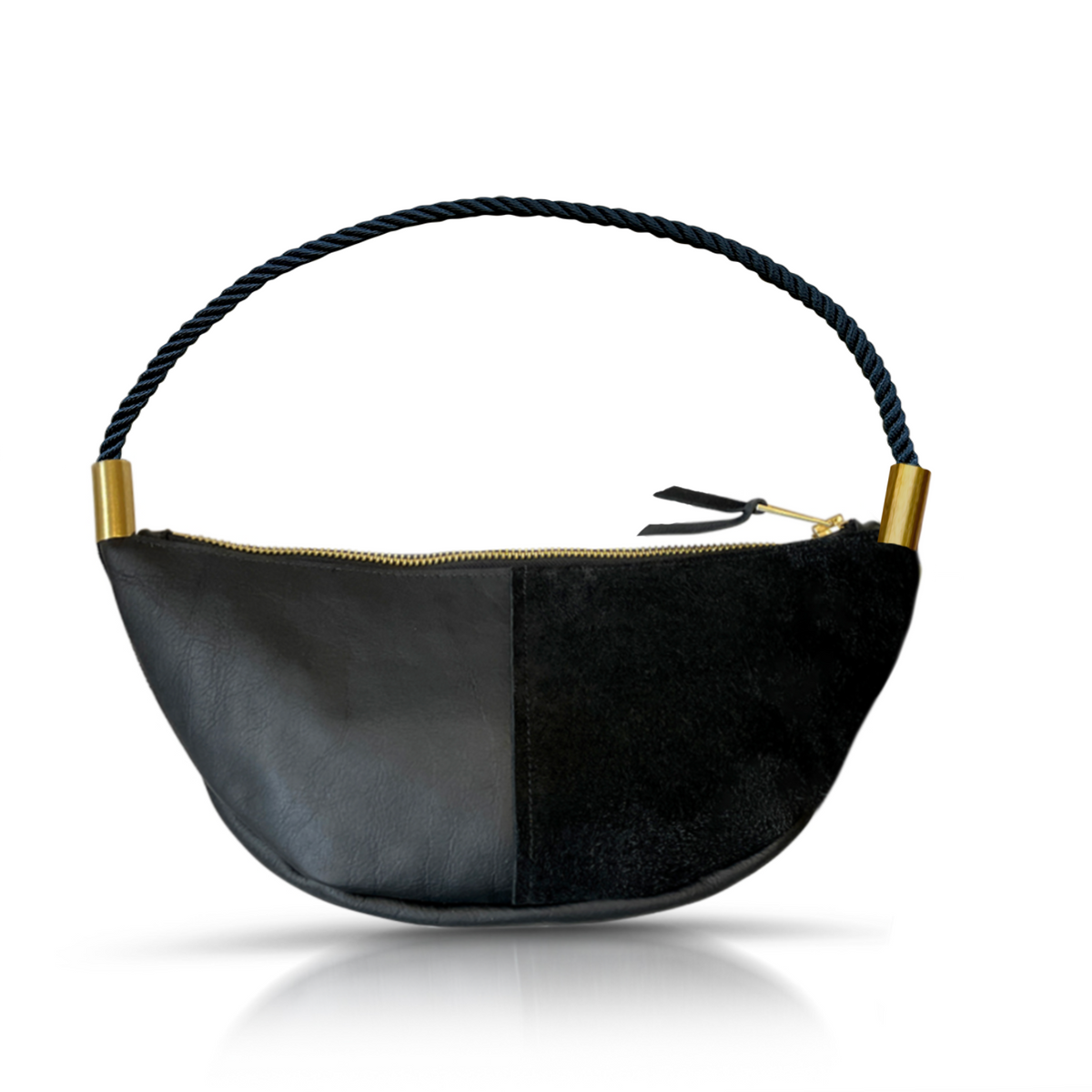 Sling Bag // in Black Leather Summer Night Black Short Shoulder (25”) Handbag Only