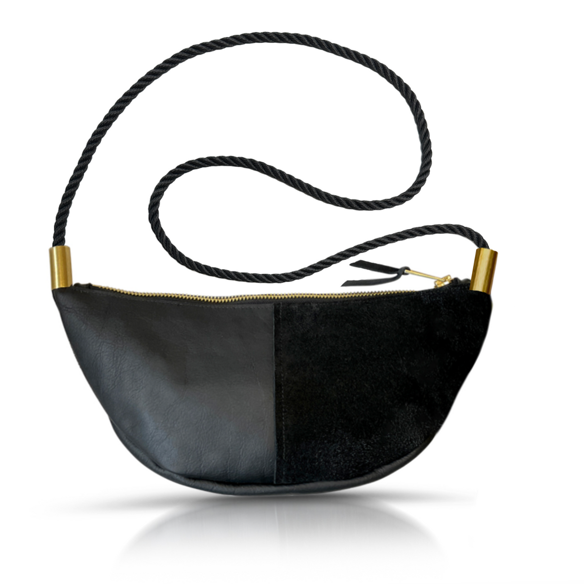 Sling Bag // in Black Leather Summer Night Black Custom Length Handbag Only